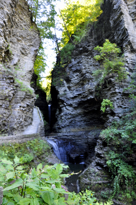 Looking down into the gorge and the lower falls of Cavern Cascade